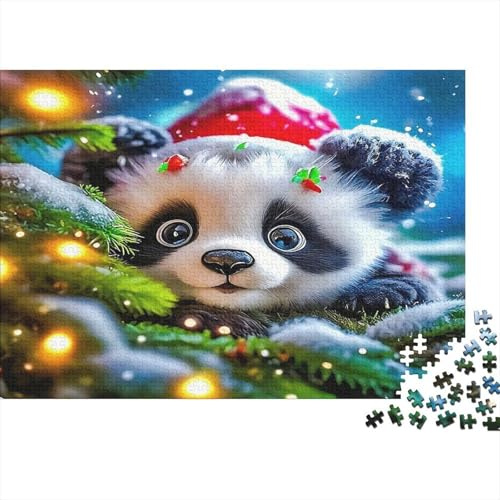 Panda Navideño Puzzle de 1000 Piezas Papel para Adultos Luz Nocturna Puzzle para Toda la Familia Relajante 38x26cm/1000pcs