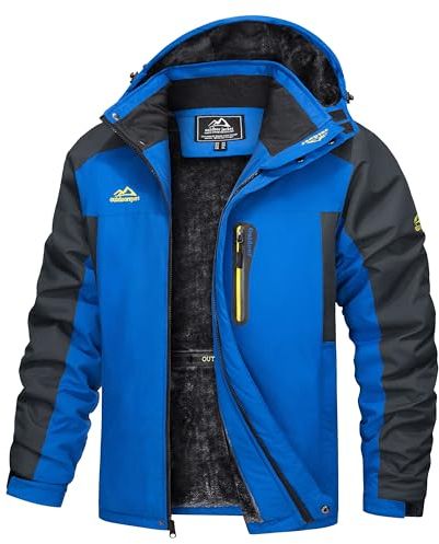 TACVASEN Herren Wasserdicht Winter Skijacke Warme Snowboardjacke Outdoorjacke Gefüttert Winterjacke (L, Blau)
