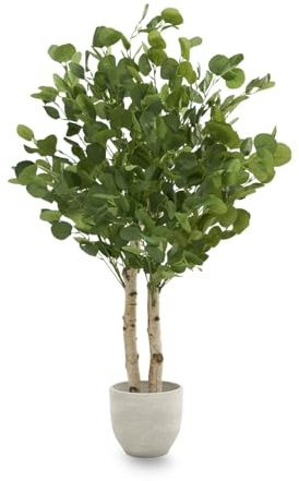 Maia Shop 105 cm Artificial Eucalyptus for Home and Office Decoration, Tree, Hyper-realistic Decorative Artificial Plant with Natural Trunk