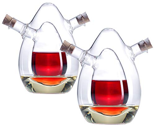 Rosenstein & Söhne Gewürz-Sets: 2-er Set 2in1- Essig- und Öl-Spender aus Glas (Gewürzflasche, Essig und Oelspender, Salz und Pfeffer)