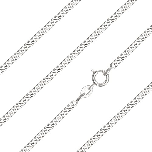 Aeon 925 Sterling Silver Necklace - 2mm Diamond Cut Curb Chain | 24 Chain | Polishing Cloth & Pouch Bag Included