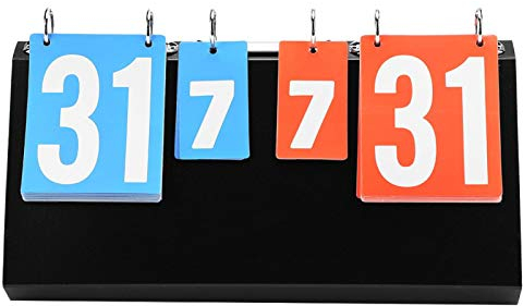 Tissting 4-stellige Flip-Anzeigetafel, Tragbare Metall-Anzeigetafel mit Klaren Zahlen und Faltbarem Design für Basketball, Fußball und Volleyball
