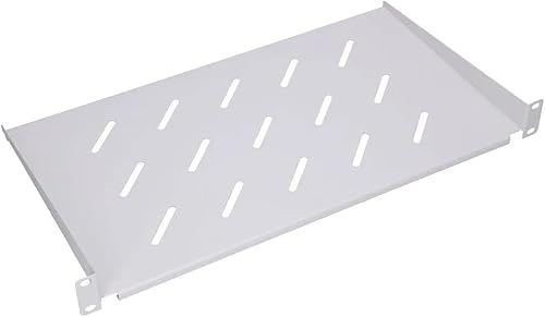 Extralnik 19 Zoll Fachboden 1HE 350 mm Tiefe – Stabiler Rackboden für Netzwerkschrank, perforiert, 20 kg Tragkraft, kompatibel mit 19 Serverschränken ab 450 mm Schranktiefe, inkl. Montageset, grau