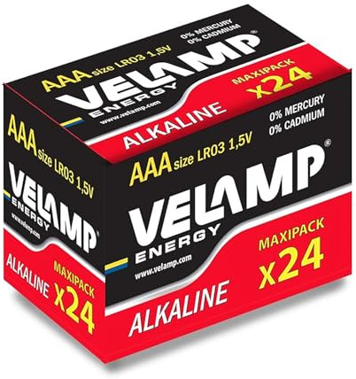 VELAMP LR6/24BOX - Piles AA Alcalines Stilo Haute Performance 1,5V - Lot 24 Pile AA Alcaline Anticorrosion, Durée de Conservation 5 Ans pour Appareils et Accessoires du Quotidien (Non Rechargeables)