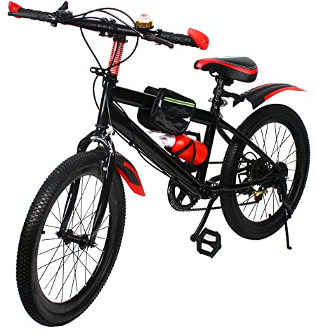 Bazargame Bicicleta de montaña para niños de 20 pulgadas, 6 velocidades, para adultos, altura regulable, unisex, hasta 85 kg (rojo)