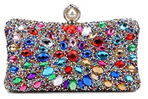 CORIOS Sac de Soirée en Strass Femme Diamond Embrayage Élégant Sacs Fourre-Tout Sacs à Main D'épaule de Mariée Ceremonie Mariage Fête Cocktail Pochette Portefeuille Argent-Multicouleur