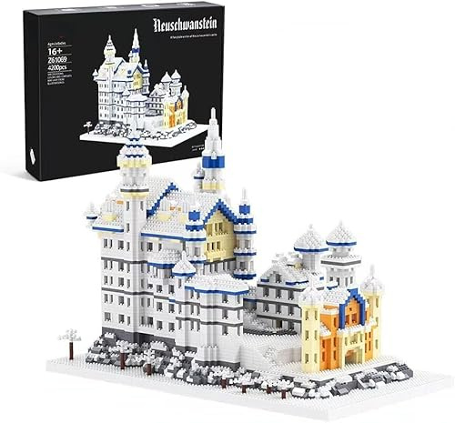 Pasyru Schloss Neuschwanstein Architektur Bausteine Bausatz, 4200+Teile Weltberühmtes Gebäude Modell Spielzeug, Modell zum Bauen Lernspielzeug Geschenk für Jugendliche und Erwachsene