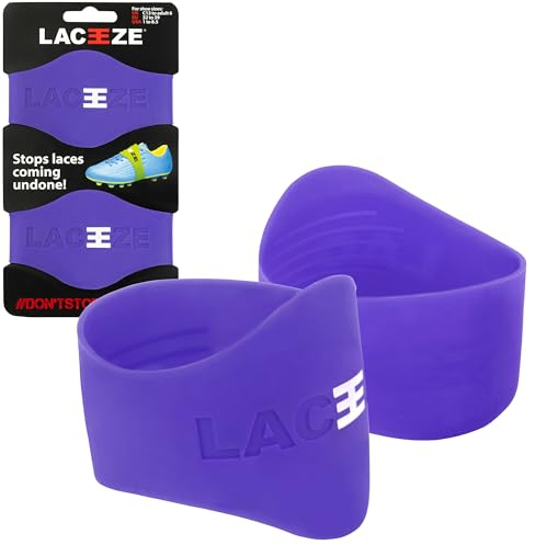 LACEEZE Original Bands – As Seen on Dragons' Den – Ribbed Technology – Secure Laces, Prevents Unraveling, Fits Shoe Size C13 – UK 6.5, Violet, Ideal for Sports Shoes, Football, Rugby, Hockey