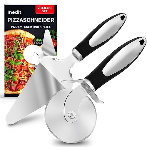 Pizzaschneider - Hochwertige 2 teiliges Set aud Edelstahl - Pizzaroller - Robust und Langlebig - GUTE QUALITÄT