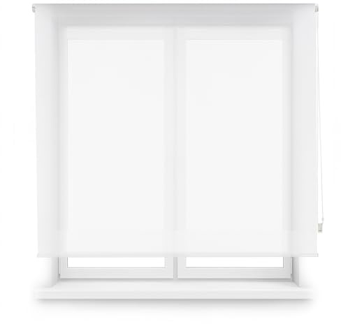 Blindecor Estor Screen a Medida | Color Blanco | Estor Screen 155 x 250 cm (Ancho por Alto) Tamaño de la Tela 152 x 245 cm | Estores Enrollables Screen para Ventanas