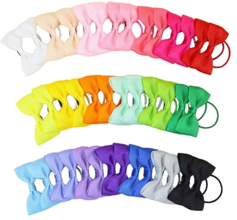 40 Stück Baby-Mädchen Haarschleifen mit elastischem Haargummi und nahtloser, weicher Pferdeschwanzhalter. Schöner Haarschmuck für kleine Kinder.