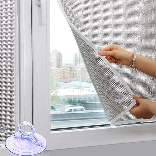 Película Aislante para Ventanas,para ventanas para Evitar el Viento Frío Lámina Aislante aluminio para Aislamiento Térmico de Ventanas (50x100cm/20inx39in)