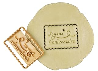 3DKOUPE - Emporte-pièce petit beurre - Joyeux Anniversaire avec étoiles - Couleur au choix - Conçu et fabriqué en France