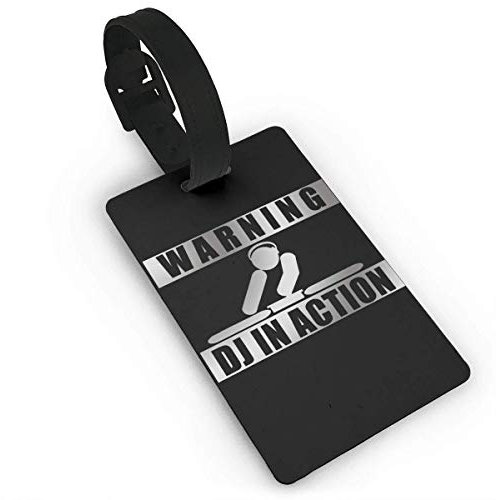 Étiquette de bagage avec dragonne, étiquette d'identification durable DJ in action, valise de voyage