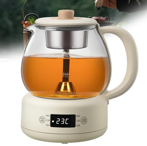 Hot Tea Machines,600w Tea Maker Machine,microcomputer Panel,high Borosilicate Glass Body,11 Levels Of Adjustable Thermal Insulation,1l,with 8h Keep Warm, Boil-dry Protect,for Home And Office