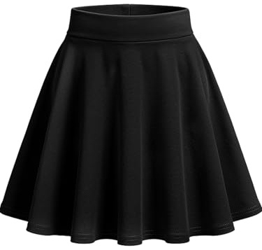 BALAYSIER Women's Black Mini Skirt with Shorts Elastic High Waist Skater Skirt A Line Pleated Skirts for Daily Dating Party