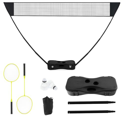 SPOTRAVEL Portable Badminton Net Set, Folding Badminton Net (Black)