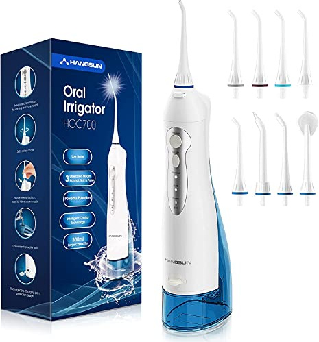 Hangsun Agua Flosser Profesional Inalámbrico Recargable Dental Irrigador Oral Chorro de Agua para Dientes Cuidado de Tirantes
