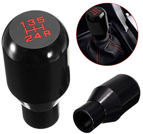 SALINE Shifter Adapter Universal 5 Gang Manuell Metall Chrom Schaltknauf Hebel Stick Stift Griff Kopf Auto Styling Zubehör Racing Style (black)