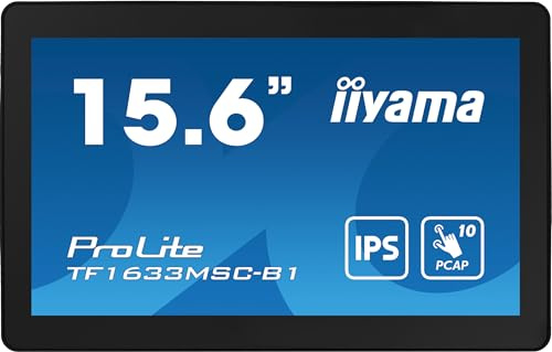 iiyama Prolite TF1633MSC-B1 39,5cm 15,6 IPS LED-Monitor Full-HD Open Fram 10 Punkt Multitouch kapazitiv HDMI DP USB2.0 IP54 schwarz