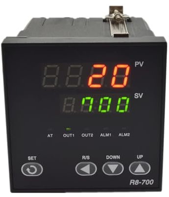 Controlador de Temperatura Digital 72x72mm TC/RTD KEJ PT100 Entrada R8-700 LED Controlador de Temperatura PID Digital Salida relé SSR AC 110/220V termostato (Color : Output SSR 1 Alarm)