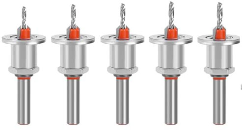 WSOOX Countersink Drill Bit Set 5PCS Adjustable Countersink Drill Bits with Depth Limiter for Woodworking Quick Change 8mm shank Drill Bits