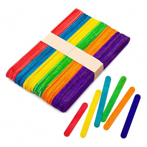 200 Pcs Wooden Sticks for Ice Cream Tongue Depressors Lollies Wax DIY Art Lollipop Wood Craf(15 x 1.8 cm-C)