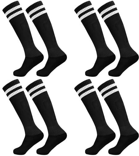 HYCLES 4 Paar Fußballsocken Kinder Stutzen Kinder Fußballsocken für Jungen und Mädchen Kniestrümpfe Sportsocken Trainingssocke Sockenstutzen Fußballtraining Laufen Sport 7-13 Jahre