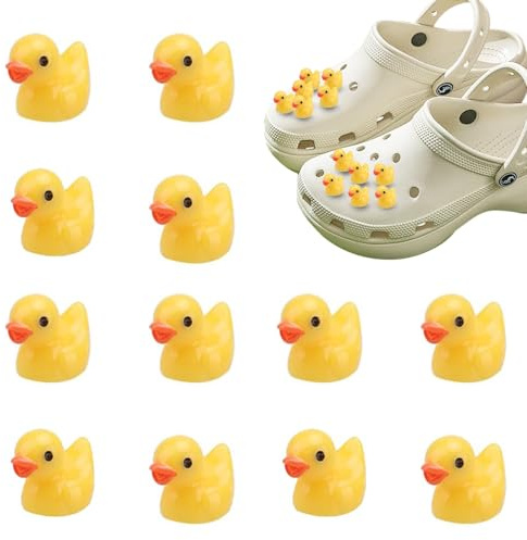 Cumnvulnt 12 Pcs 3D Duck Shoe Charms, Cute Cartoon Yellow Duck Shoe Charms Decoration, DIY Clog Pins Accessories for Boys Girls Party Birthday Gifts