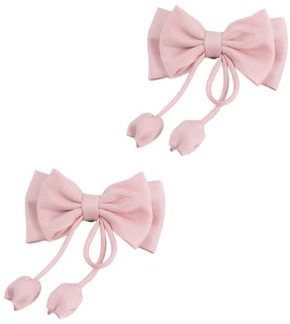 Guaber Paquete de 2 alzapaños de cortina elegantes con lazo de rosa para ventana, clips de sujeción para bodas, hogar, dormitorio