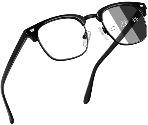 Joopin Occhiali Luce Blu Uomo Donna Riposanti Quadrati Mezza Montatura Blocco Filtro Blue Light Glasses per Gaming Computer Trasparenti Occhiali Fotocromatici (Nero)