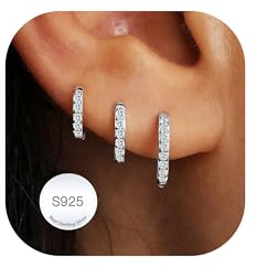 AVOTTO 3 paires Boucles d Oreilles Femme Argent Hypoallergénique Boucle d'oreilles Femme Silver Hoops Earrings for Women Creoles Argent Femme