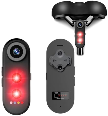 Lazmin112 Telecamera Per Bici Con Fanale Posteriore, 1080P, Obiettivo Grandangolare 140°, Impermeabile, Registrazione In Loop, Anti-Vibrazioni, Telecamera Posteriore Con Luce Freno