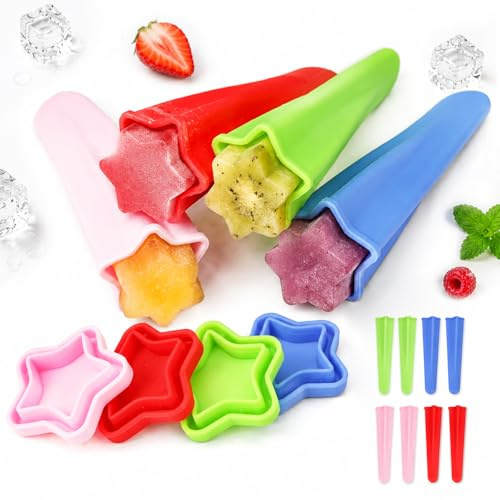 8 Pezzi Silicone Stampi per Ghiaccioli, ZoneYan Senza BPA Bambini Stampo Gelato, Formine per Ghiaccioli con Coperchio, Stampi Gelato Bambini, Riutilizzabili Stampo Gelati, Senza BPA Popsicle Mold