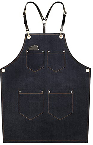 CGJseFH delantal de trabajo, Delantales for hombres, delantal de carpintero, herramientas taller, trabajo lona encerada resistente, soldadura(Black)