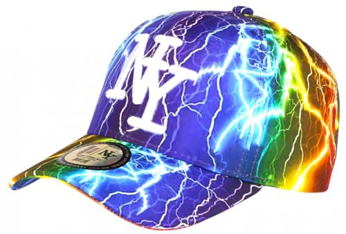 Hip Hop Honour Casquette Enfant Multicolore Eclairs Originale Eklyr NY Baseball 7 a 12 Ans - Taille Unique - Bleu