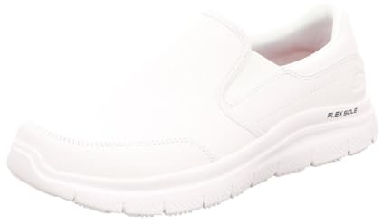 Skechers Mens Flex Advantage Sr - Bronwood Slip On Trainers, White Leather, 9.5 UK