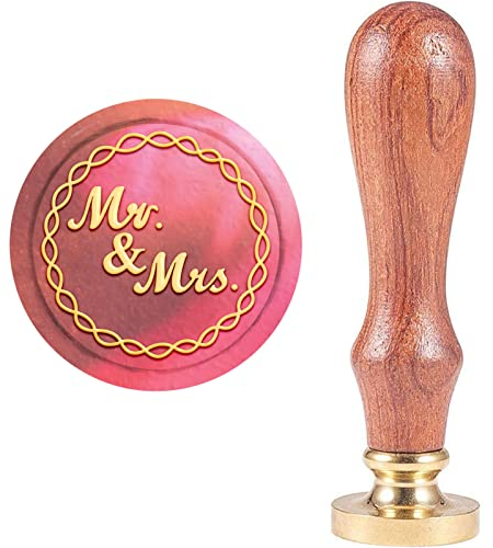 CRASPIRE Wachsversiegelungsstempel Wort, Herr & Frau Retro Wachs-Siegel-Stempel Abnehmbar Dichtungsstempelkopf Aus Messing Holzgriff Für Hochzeitseinladungen Geschenkverpackungskarten Briefe Umschläge