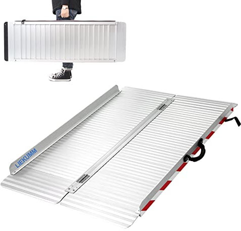 LIEKUMM Rampe de Fauteuil Roulant Pliable, 120 x 85 cm Rampe Acces Handicapé, Capacité 400 kg Rampe d'accès Antidérapante pour escaliers, seuils de Porte
