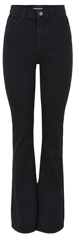 Pieces Women's Pcpeggy Flared Hw Bl-vi Bc Jeans, Black, L UK