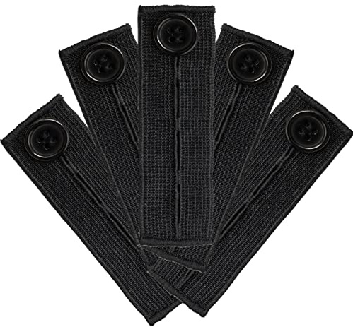 5 st justerbar midjeförlängare, elastisk midjeförlängare, knappförlängare byxor midjeförlängning för byxor jeans gravida byxor, Svart, 1.03 inch, 1 inch