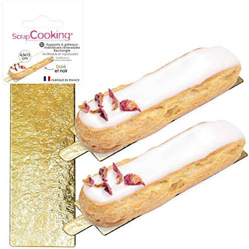 ScrapCooking - 10 Supports à Gâteaux Individuels Ronds - Diamètre 8 cm - Carton Réversible Doré & Noir - Réutilisables - Petits Disques Semelles Pâtisserie - Fabriqués en France - 5212