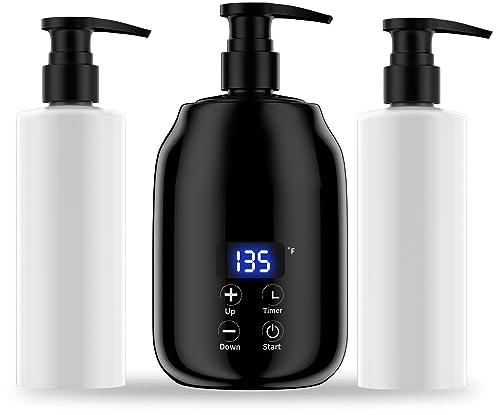 Massage Oil Warmer with Two Oil Bottle Dispenser, Professional Lotion Bottle Warmer, Intelligent Touch Key Lotion Dispenser for Home Professional Salon Spa Massage Lubricant Cream Gel Warmer