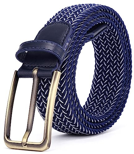 BOZEVON Elastischer Geflochtener Gürtel - Mehrfarbiger Elastischer Gürtel Flechtgürtel Stretchgürtel Business Lässiger Gürtel Breit 3,5 cm für Unisex-Herren und Damen