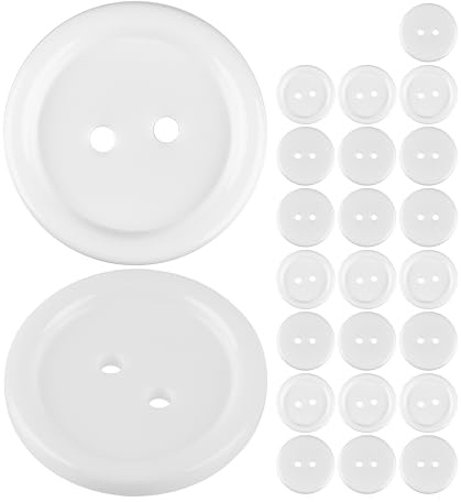 Botones para ropa, 24 piezas, 2 agujeros, Ø 25,4 mm, en blanco, de poliéster, talla 40L, botones de resina para chaqueta, abrigo, camisa, polo, botón bricolaje resina sintética