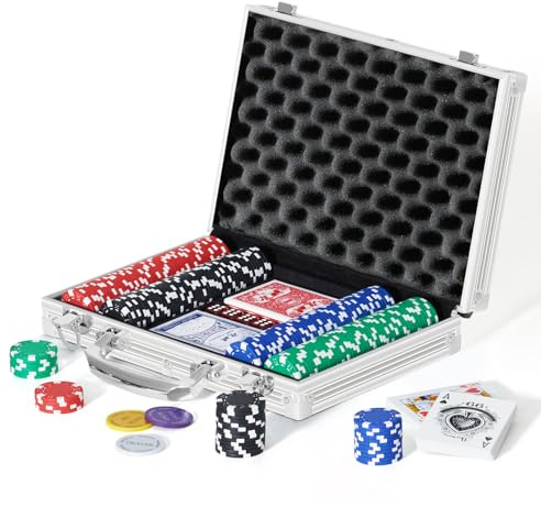 Boyzhood Poker Chips,200Pcs Poker Set with Aluminum Travel Case,11.5 Gram Poker Chips Set for Texas Holdem Blackjack Gambling