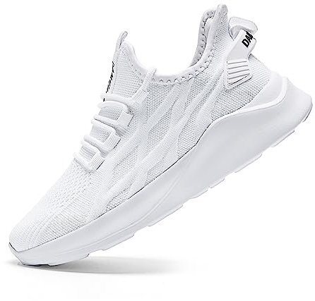 ZMBCYG Herren Sportschuhe Laufschuhe Turnschuhe Straßenlaufschuhe Tennisschuhe Sneaker Fitness Walkingschuhe Leichtgewichts Freizeit Atmungsaktive Schuhe Weiß 47