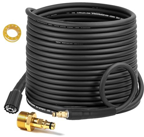 20M 64Ft High Pressure Washer Replacement Hose for Karcher, Click Type Plug to M22-14mm Screw Thread Outlet for Kärcher K Series Washers K2, K3, K4, K5, K7 Accessories, with Quick Connect Adapter