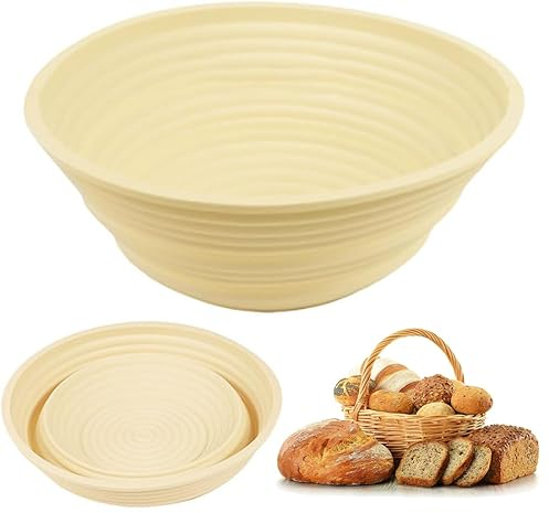 Cestini Lievitazione Pane 23 cm Cestino Lievitazione Pane Rotondo in Silicone Cella Lievitazione Cestino Ideale per l'impasto del Pane Utensili da Forno
