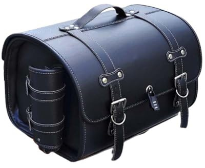 VAEVEN Moto Baule Posteriore per Kawasaki Vulcan S 650 VN650, Resistente Impermeabile Bauletto Moto Valigia, Borse in Pelle Moto Strumento, Borsa da Sella per Moto,A Black